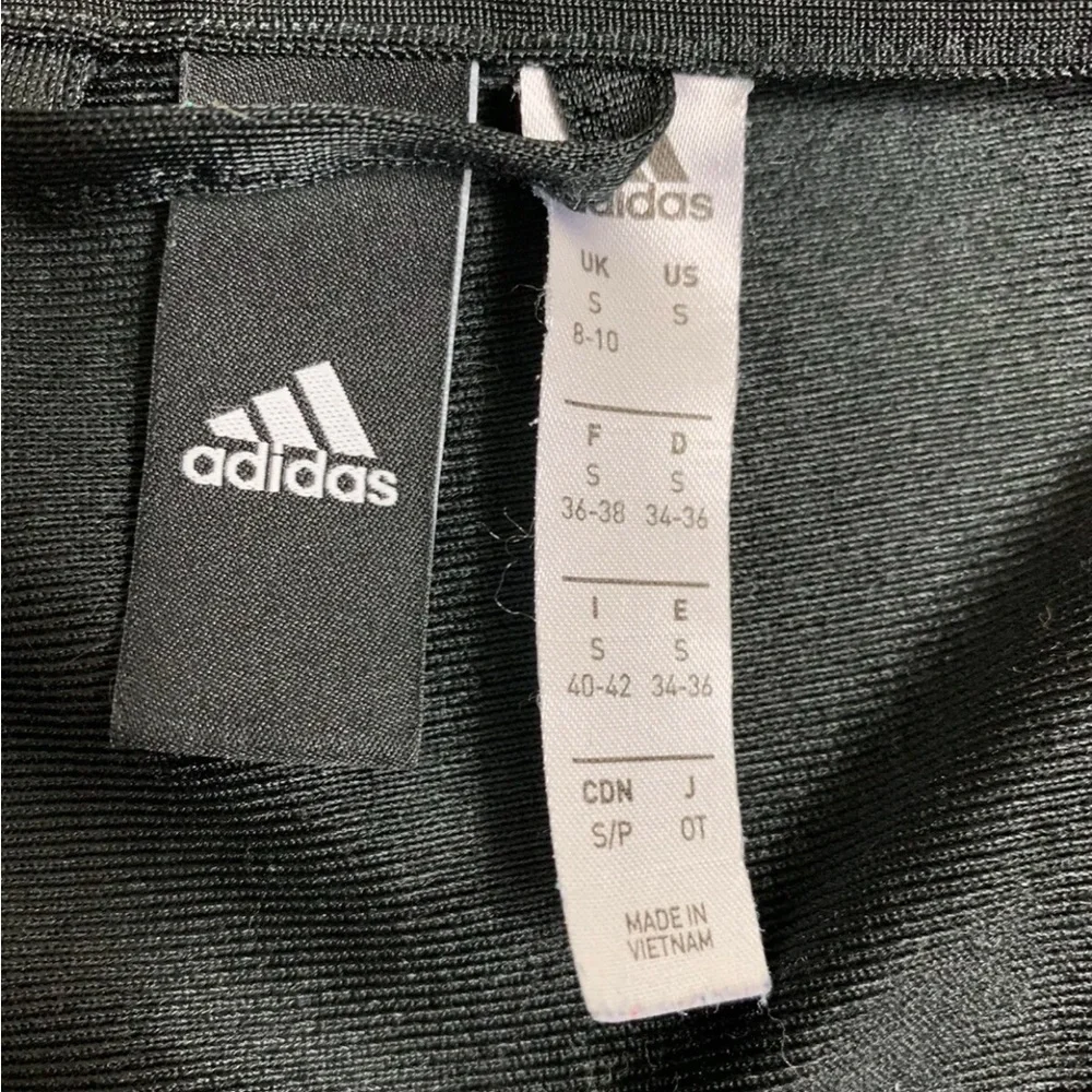 Adidas Jacket Women Small Black White Track Stripes Athletic Sports Zip Casual - Picture 5 of 12